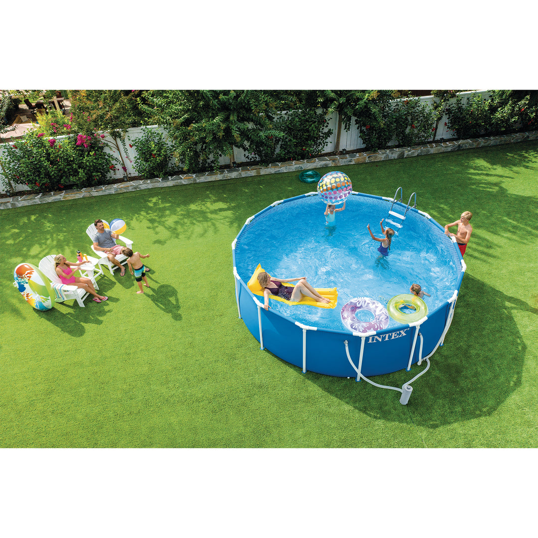 Intex 28241EP 15ft x 48in Metal Frame Above Ground Pool Set with Pump & Cover - VMInnovations