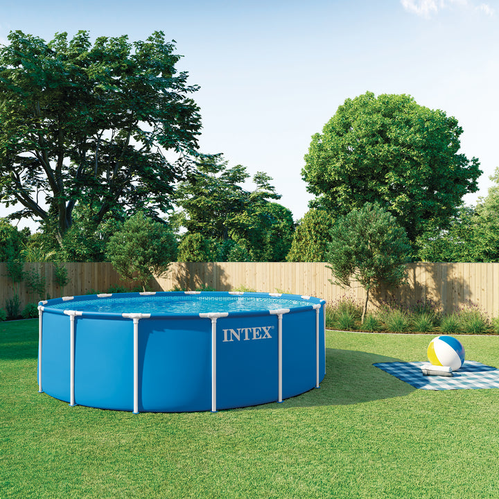 Intex 28241EP 15ft x 48in Metal Frame Above Ground Pool Set with Pump & Cover - VMInnovations
