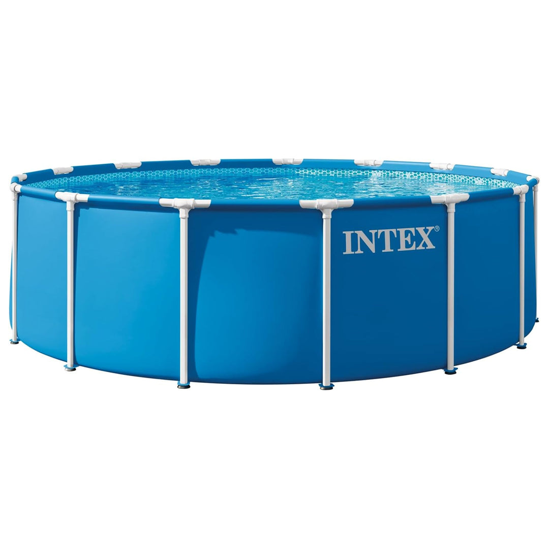 Intex 28241EP 15ft x 48in Metal Frame Above Ground Pool Set with Pump & Cover - VMInnovations