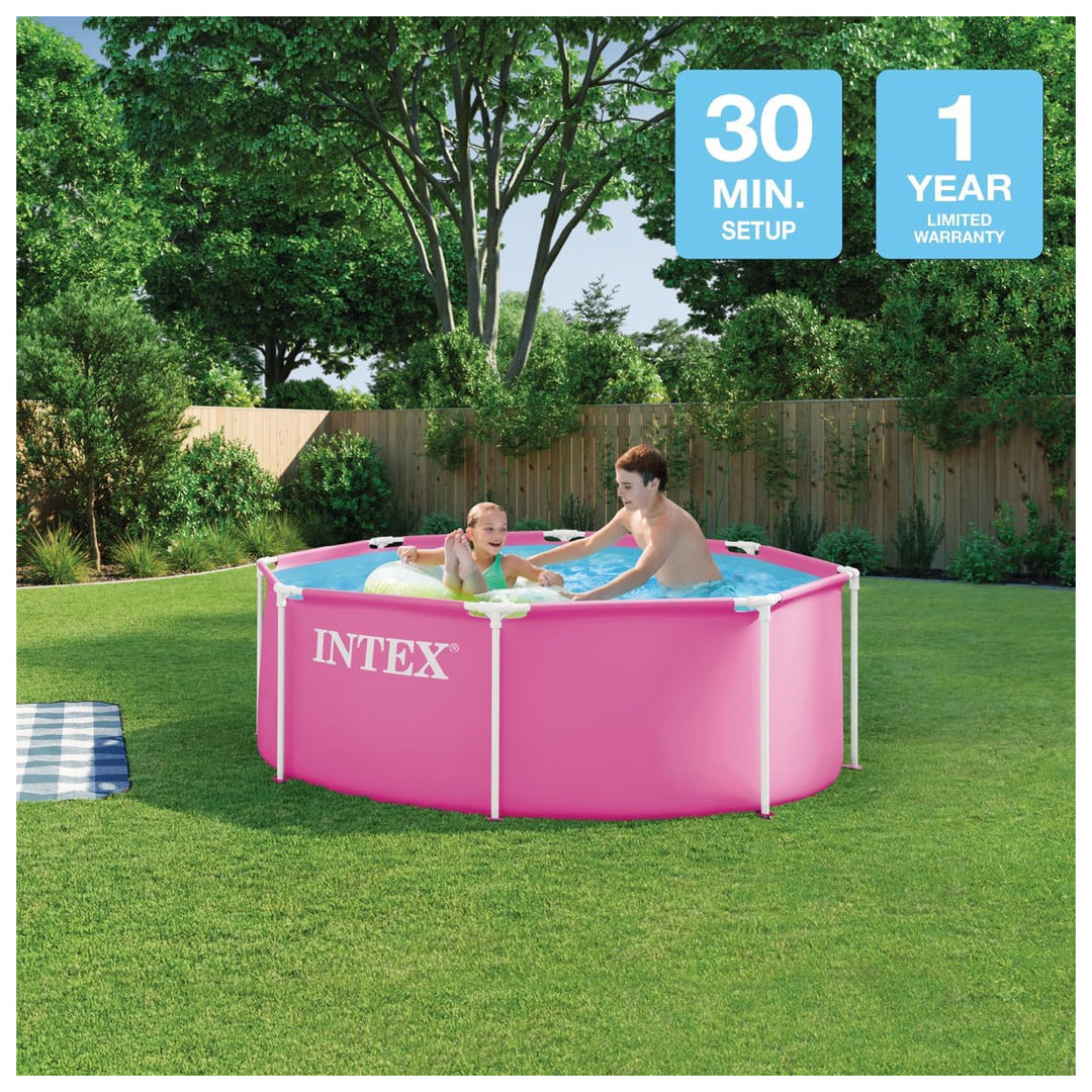 INTEX 28290EP 8Ft X 30In Pink Metal Frame Above Ground Swimming Pool, Pool Only