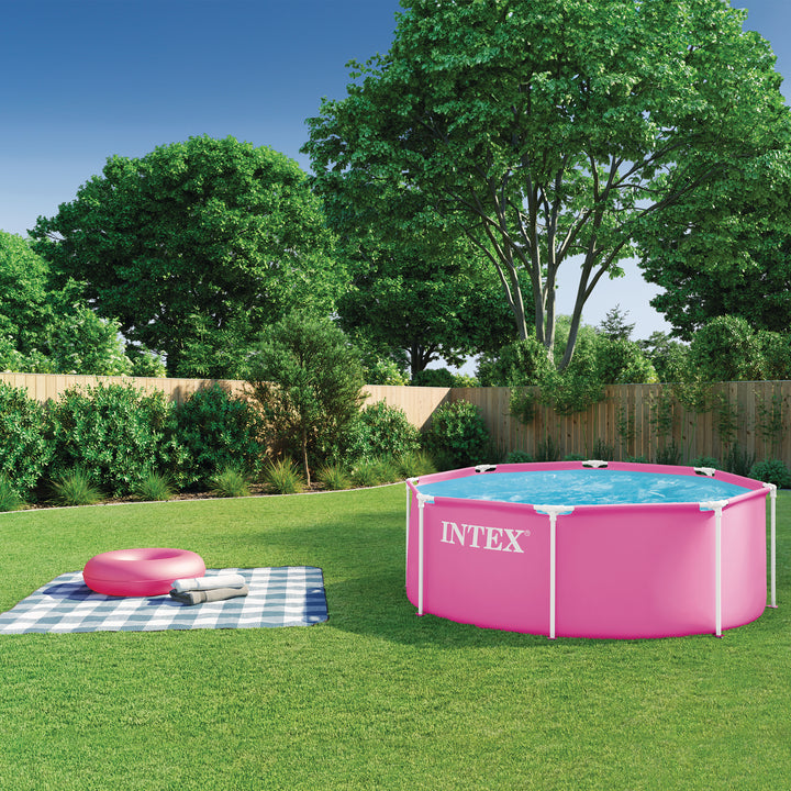INTEX 28290EP 8Ft X 30In Pink Metal Frame Above Ground Swimming Pool, Pool Only