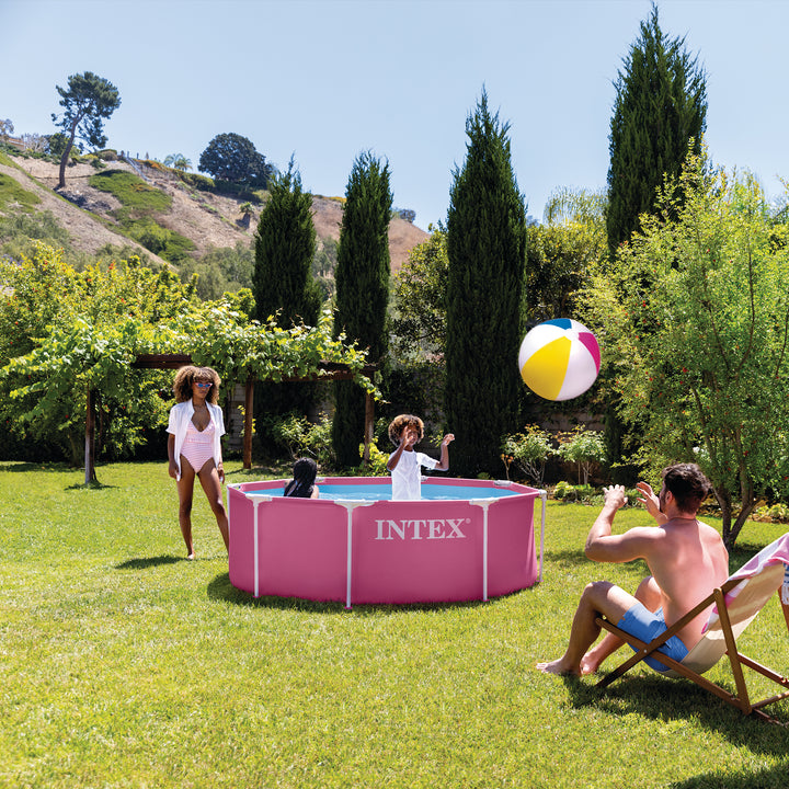 INTEX 28290EP 8Ft X 30In Pink Metal Frame Above Ground Swimming Pool, Pool Only