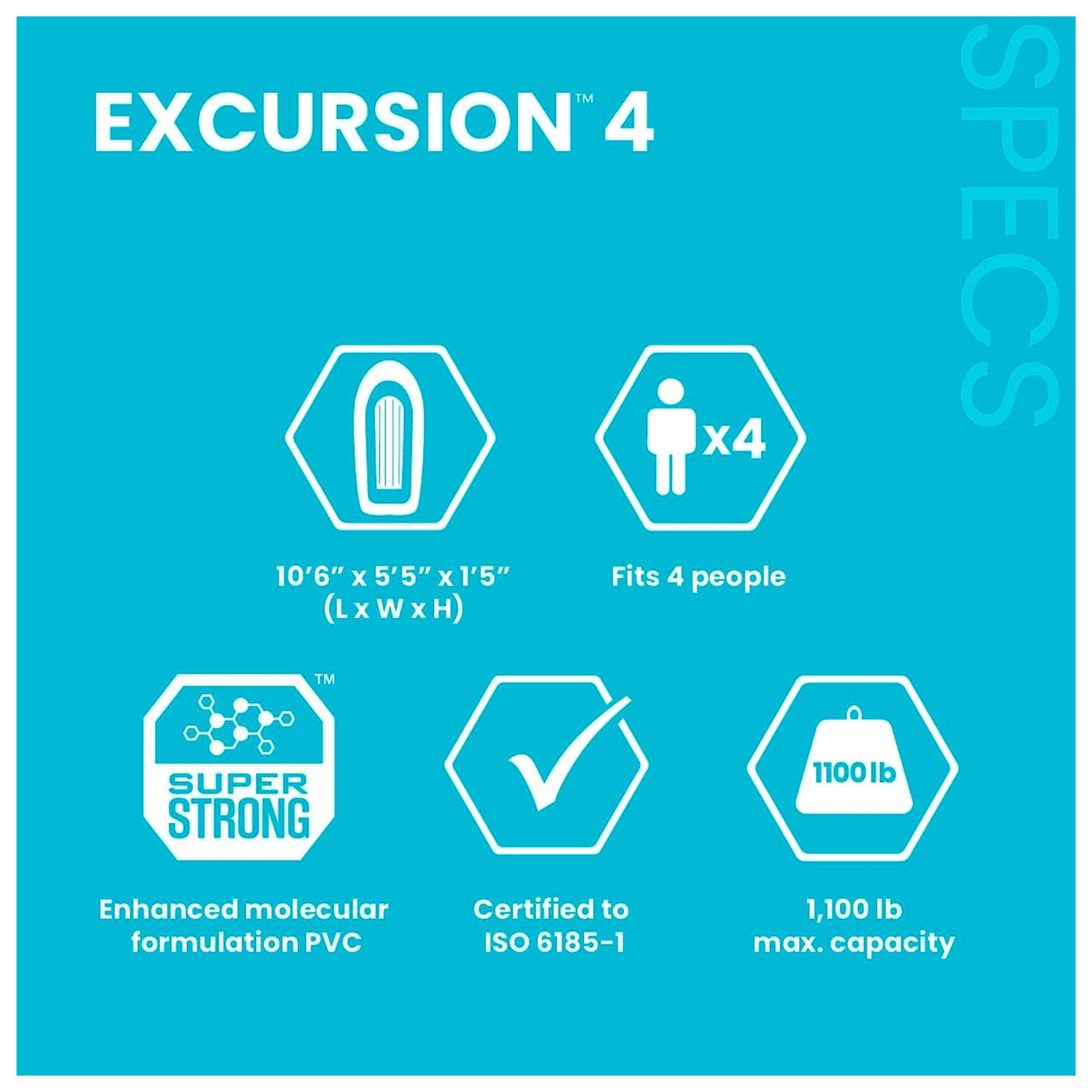 INTEX 66324EP Excursion 4 Inflatable Boat Set with 54" Oars, Pump, & Rod Holders - VMInnovations