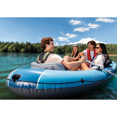 INTEX 66324EP Excursion 4 Inflatable BoatSet w/54''Oars,Pump & Rod Holders(Used) - VMInnovations
