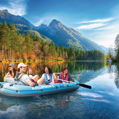 INTEX Excursion 5 Inflatable Boat Set with 54" Oars, Pump, & Rod Holders (Used) - VMInnovations