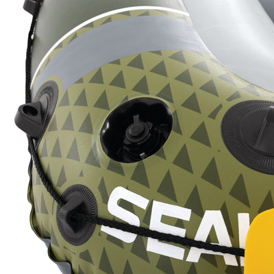 INTEX 66332EP Seahawk 2 Inflatable Boat Set with 48" Oars, Pump, & Rod Holders - VMInnovations