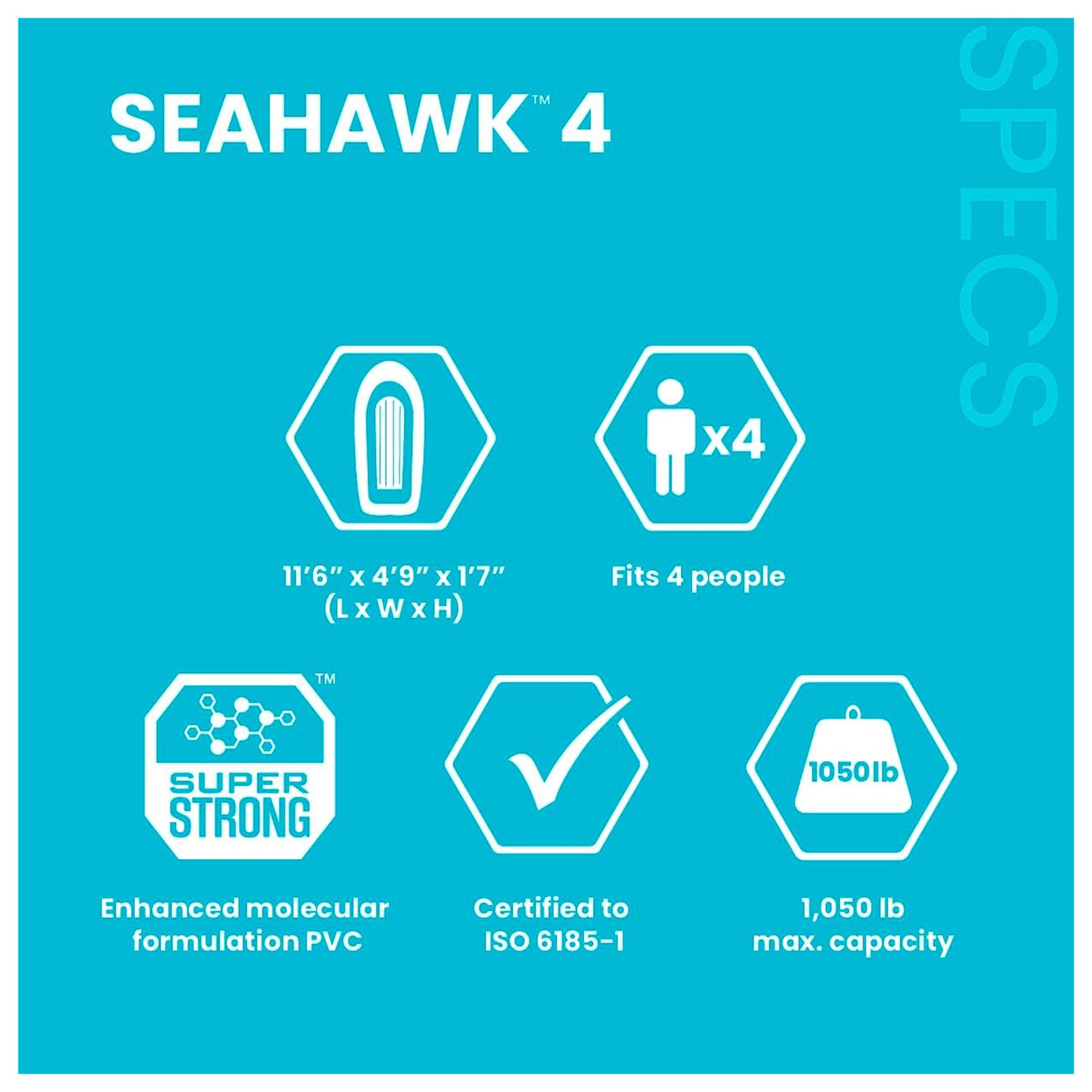 INTEX 66334EP Seahawk 4 Inflatable Boat Set with 54" Oars, Pump, & Rod Holders - VMInnovations