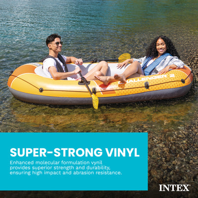 INTEX Challenger 2 Inflatable Boat Set with 48" Oars, Pump, Oar Locks (Open Box) - VMInnovations