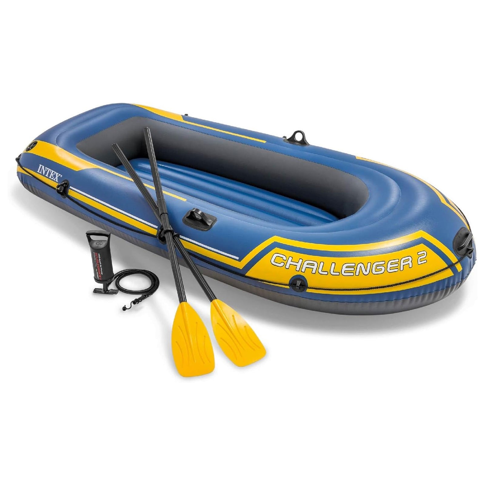 INTEX 66312EP Challenger 2 Inflatable Boat Set with 48" Oars, Pump, & Oar Locks - VMInnovations