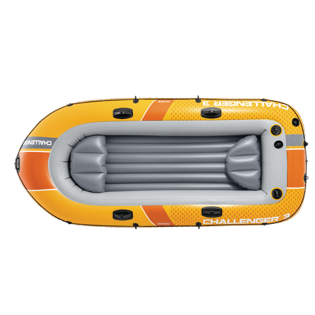 INTEX 66313EP Challenger 3 Inflatable Boat Set with 54" Oars, Pump, & Oar Locks - VMInnovations