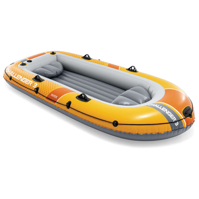 INTEX Challenger 3 Inflatable Boat Set w/ 54" Oars, Pump, & Oar Locks (Open Box) - VMInnovations