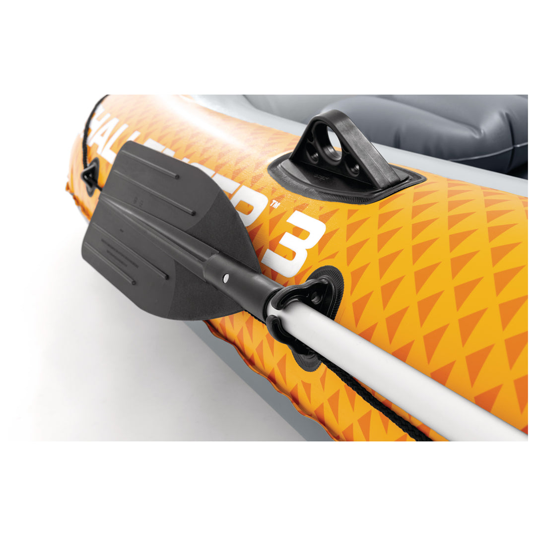INTEX 66313EP Challenger 3 Inflatable Boat Set with 54" Oars, Pump, & Oar Locks - VMInnovations