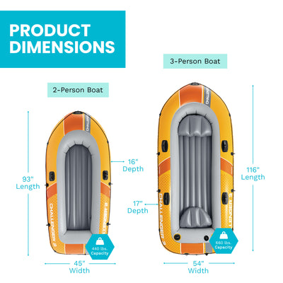 INTEX Challenger 3 Inflatable Boat Set w/ 54" Oars, Pump, & Oar Locks (Open Box) - VMInnovations