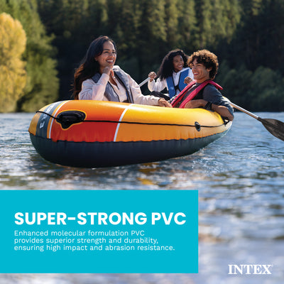 INTEX Challenger 3 Inflatable Boat Set with 54" Oars, Pump, & Oar Locks (Used)