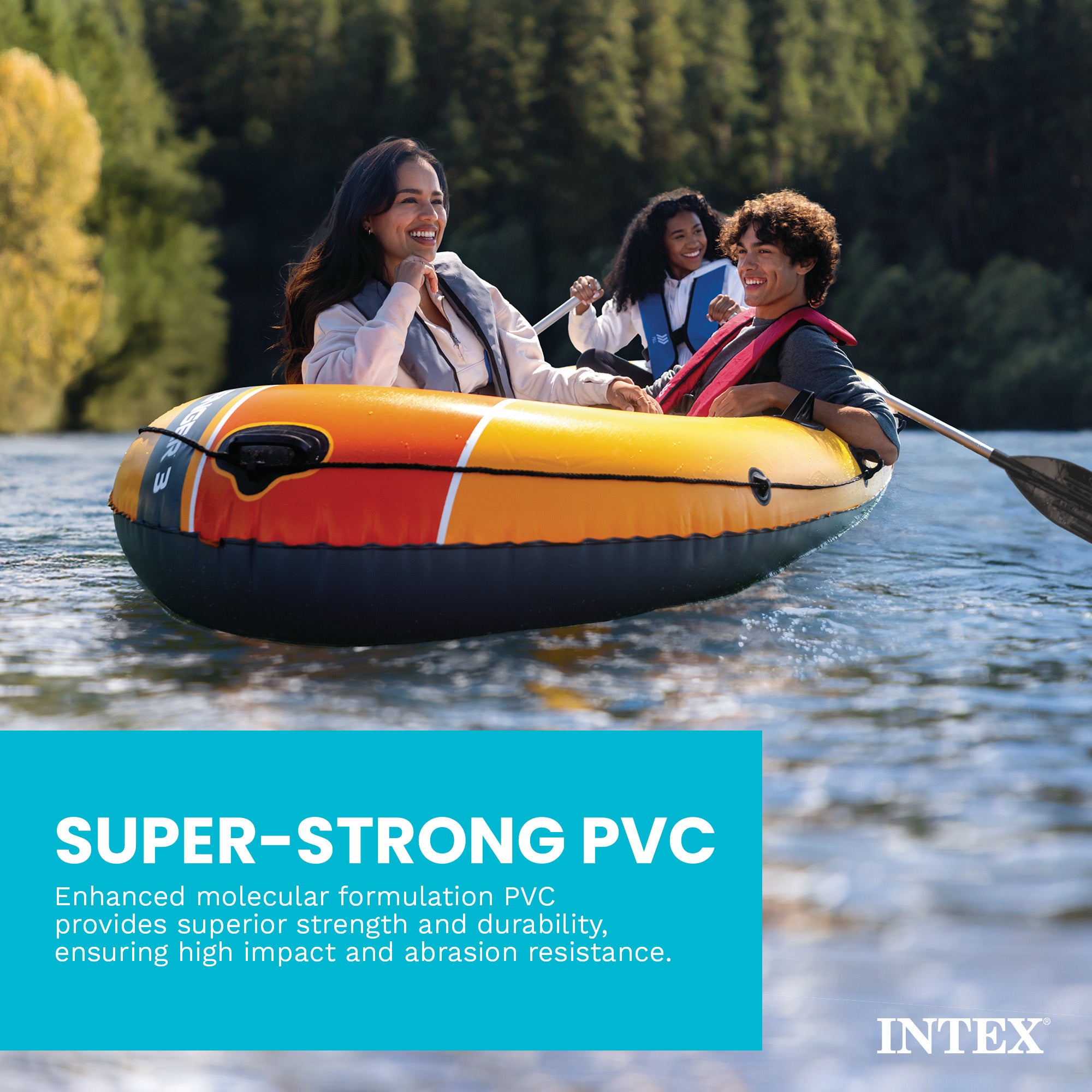 INTEX Challenger 3 Inflatable Boat Set w/ 54" Oars, Pump, & Oar Locks (Open Box) - VMInnovations