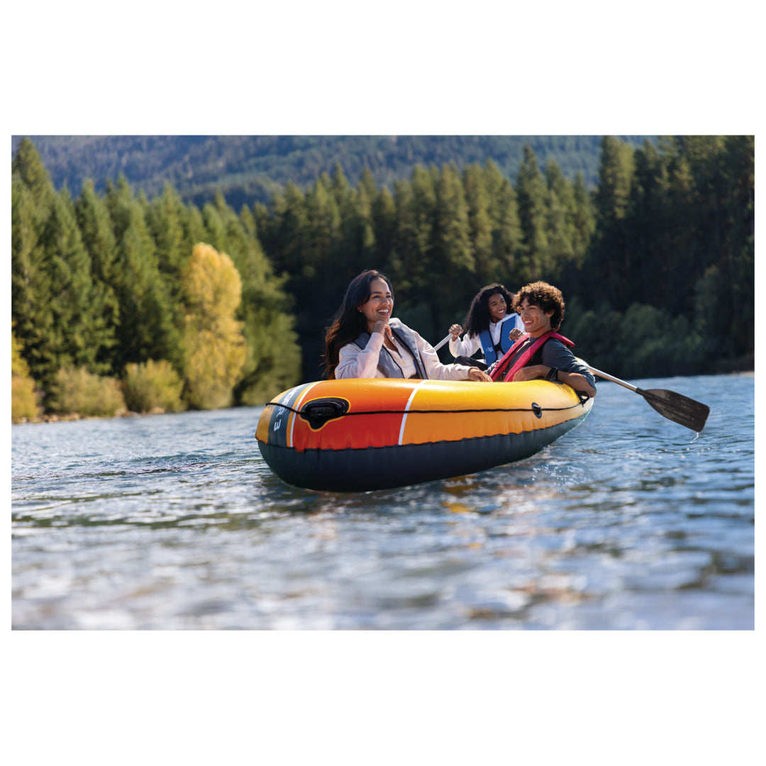 INTEX 66313EP Challenger 3 Inflatable Boat Set with 54" Oars, Pump, & Oar Locks - VMInnovations