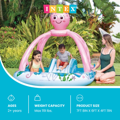 INTEX Friendly Octopus Kiddie Pool, Play Center, Slide, & Pad(Open Box)