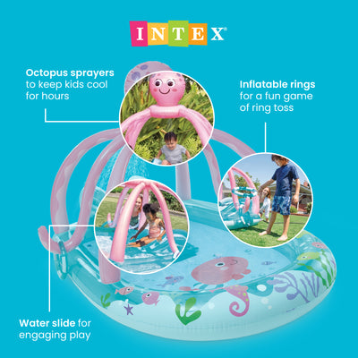 INTEX Friendly Octopus Kiddie Pool, Play Center, Slide, & Pad(Open Box)