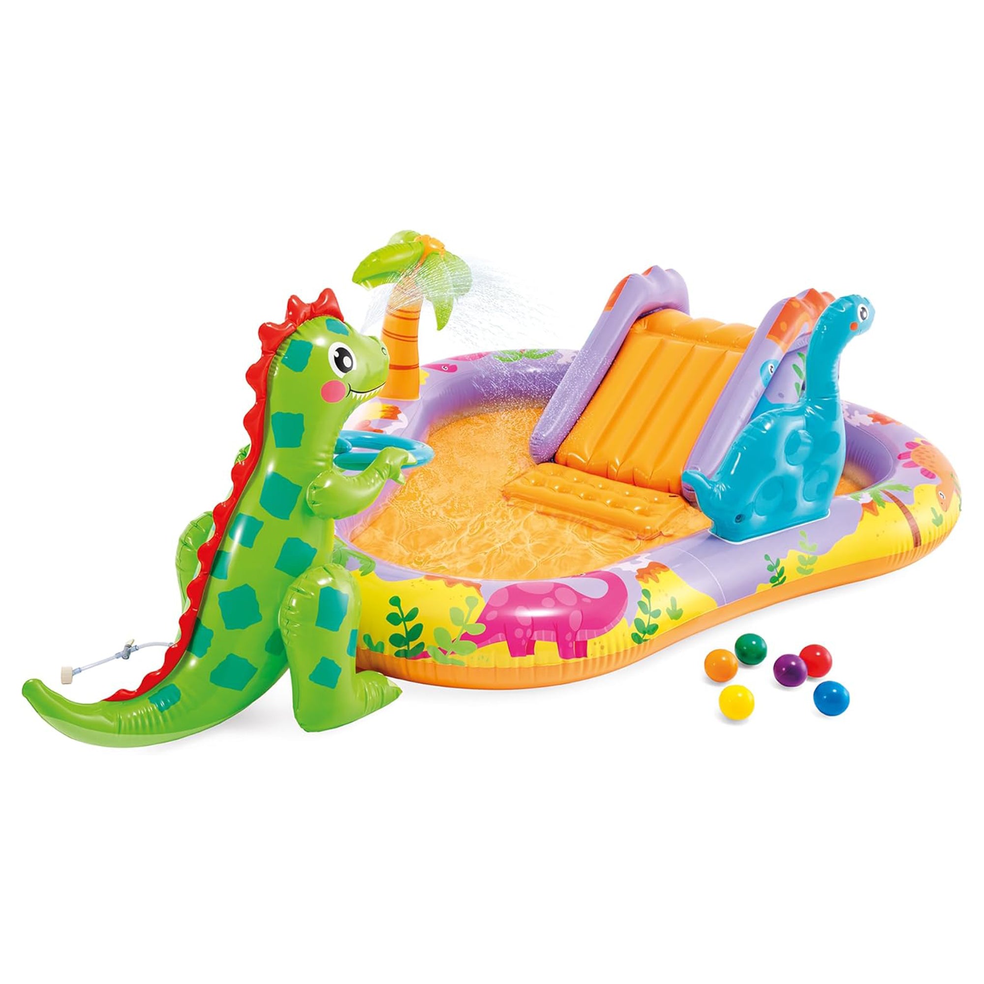 INTEX Dino Park Inflatable Kiddie Pool with Slide & Splash Pad (Open Box) - VMInnovations