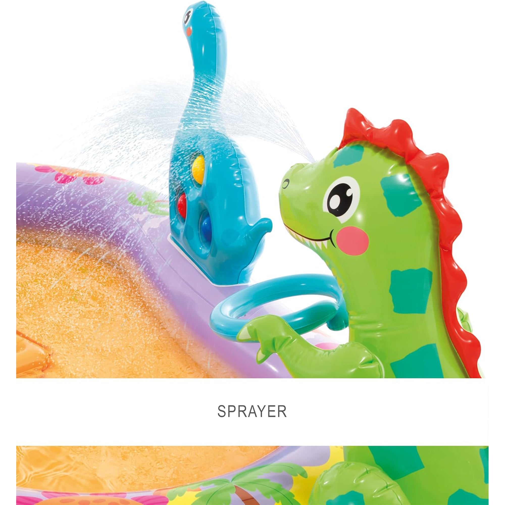 INTEX Dino Park Inflatable Kiddie Pool, Kids Play Center with Slide & Splash Pad - VMInnovations