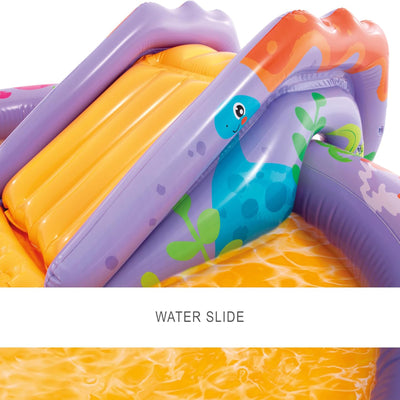 INTEX Dino Park Inflatable Kiddie Pool with Slide & Splash Pad (Open Box) - VMInnovations