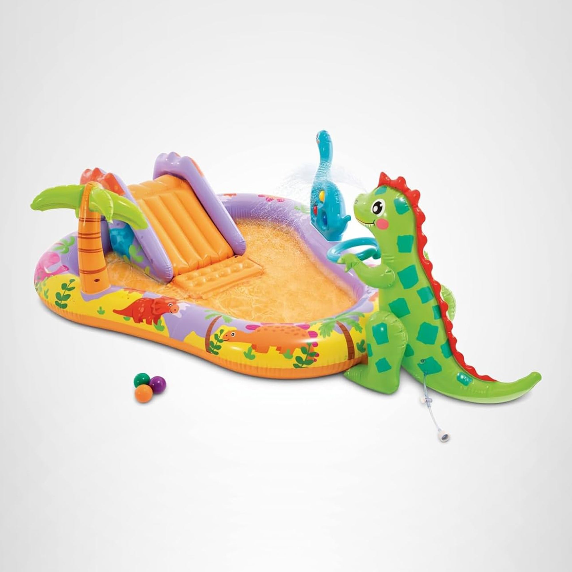 INTEX Dino Park Inflatable Kiddie Pool, Kids Play Center with Slide & Splash Pad - VMInnovations