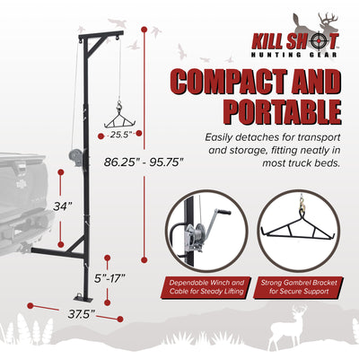 Kill Shot Hitch Mounted Steel Deer Hoist with Swivel, 500 Pound Capacity (Used)