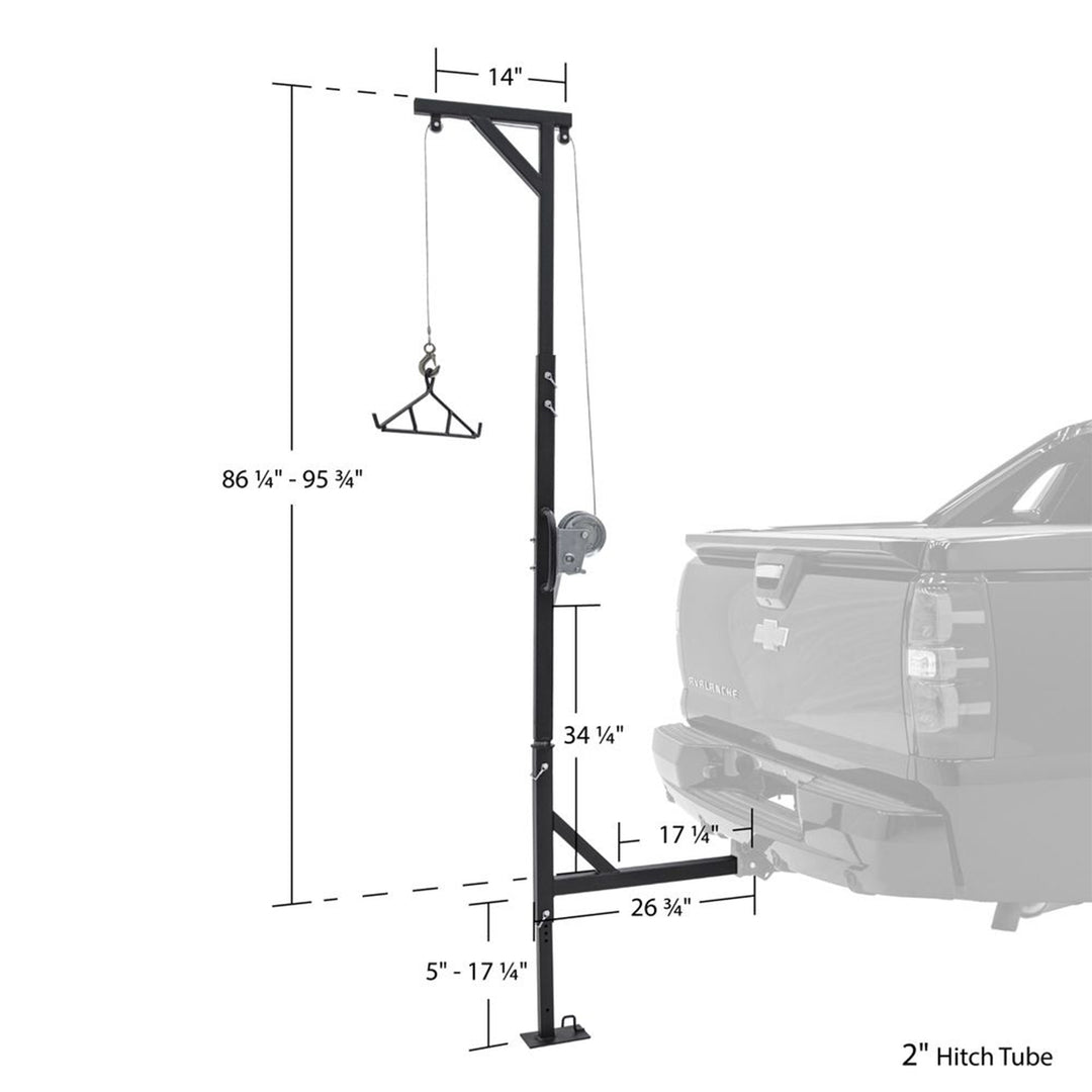 Kill Shot Hitch Mounted Steel Deer Hoist with Swivel, 500 Pound Capacity, Black