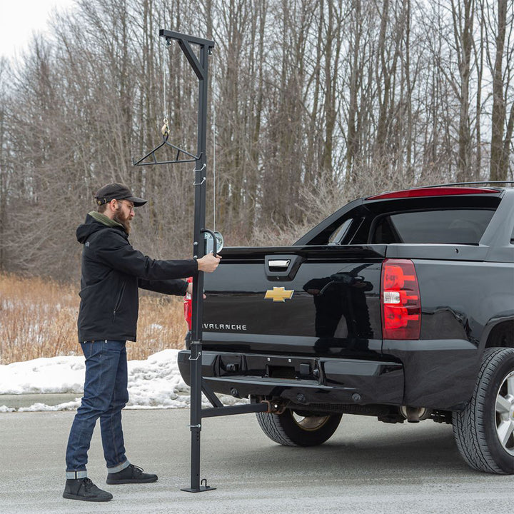 Kill Shot Hitch Mounted Steel Deer Hoist with Swivel, 500 Pound Capacity, Black