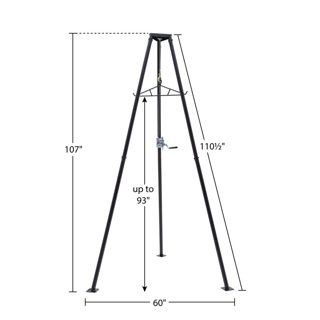 Kill Shot 9' Steel Tripod Game Hoist with Gambrel and 500 Pound Capacity, Black