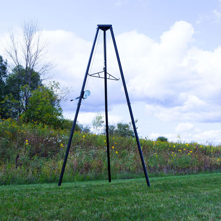 Kill Shot 9' Steel Tripod Game Hoist with Gambrel and 500 Pound Capacity, Black