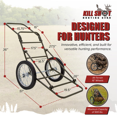 Kill Shot Deer Hunting Cart, Folding Utility Dolly w/500lb Capacity (Open Box) - VMInnovations