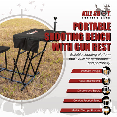 Kill Shot Shooting Bench w/Gun Rest, Collapses for Easy Transport (Open Box) - VMInnovations