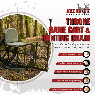 Kill Shot Throne Hunting Chair, Game Cart, & Shooting Rest, 500 Pound Capacity - VMInnovations