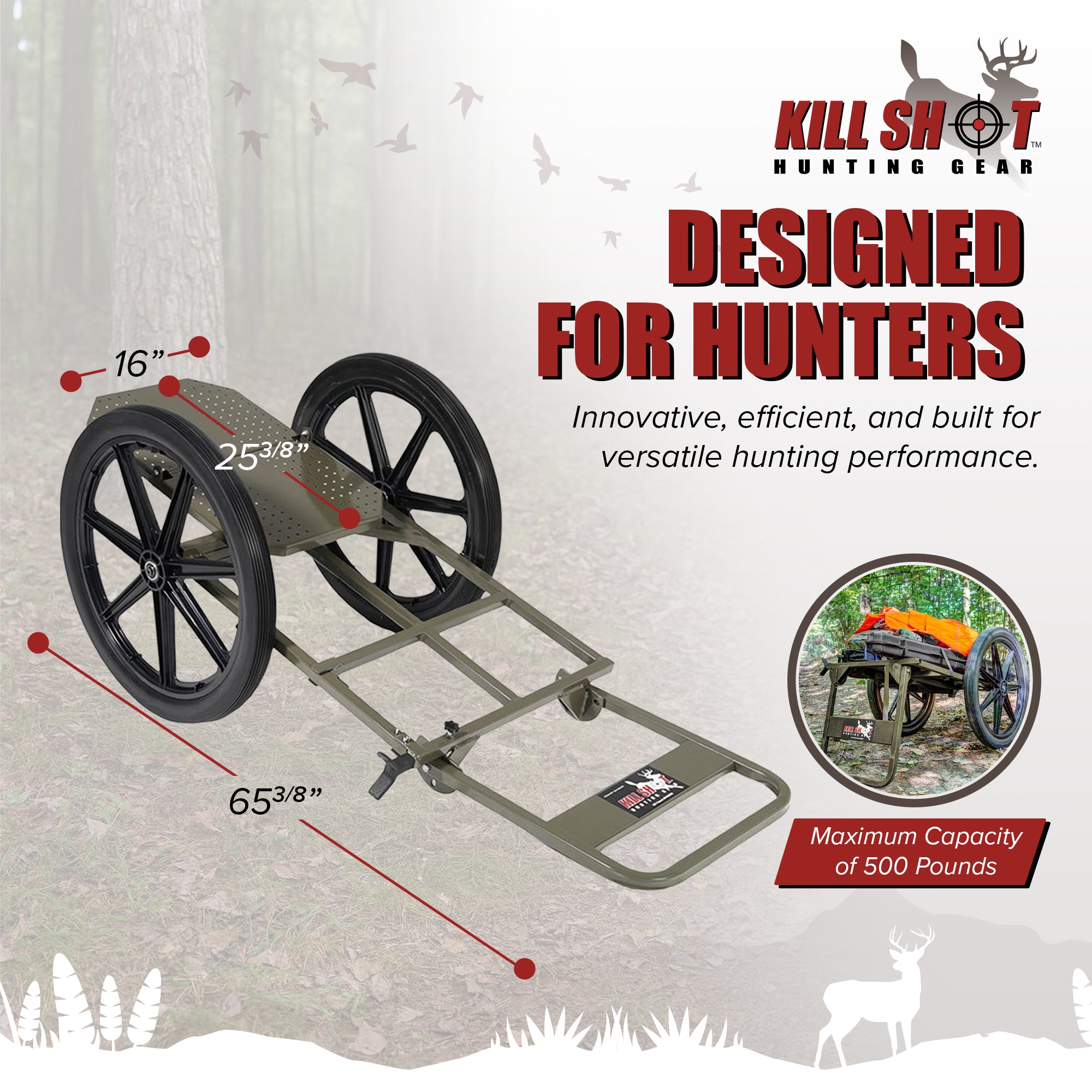 Kill Shot Throne Hunting Chair, Game Cart, & Shooting Rest, 500 Pound Capacity - VMInnovations