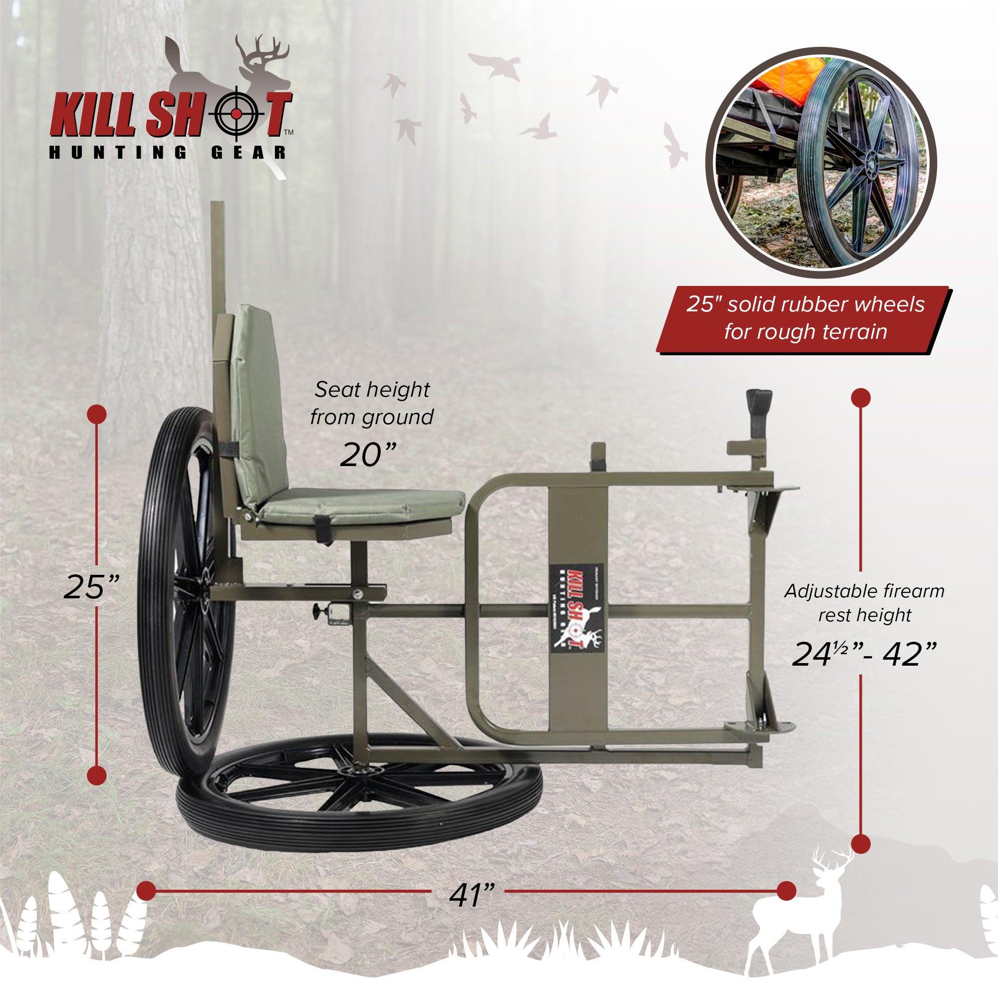 Kill Shot Throne Hunting Chair, Game Cart, & Shooting Rest, 500 Pound Capacity - VMInnovations