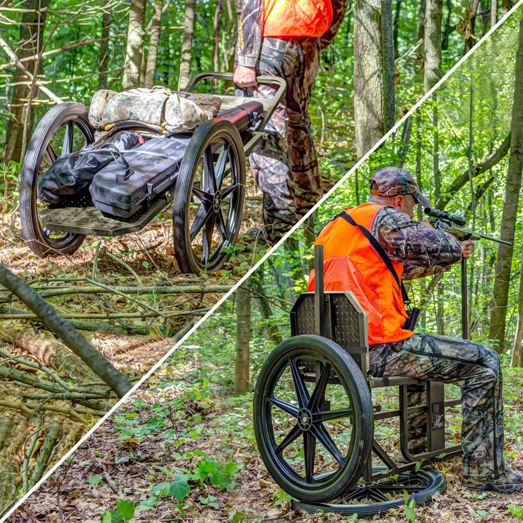 Kill Shot Throne Hunting Chair, Game Cart, & Shooting Rest, 500 Pound Capacity