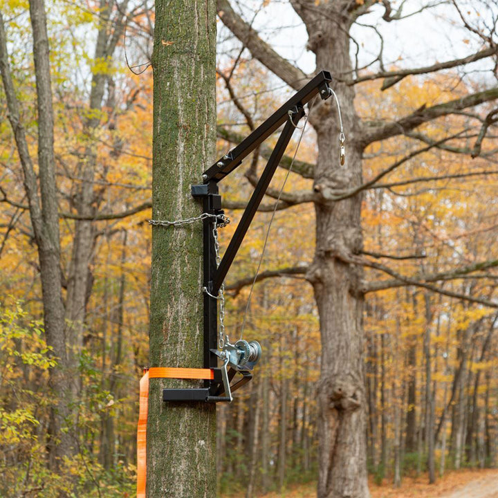 Kill Shot Portable Tree Mount Deer Hoist, Steel Crank & Chain, Carry Bag, Black