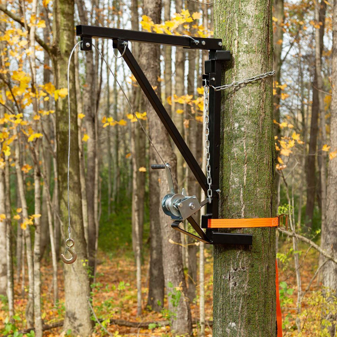 Kill Shot Portable Tree Mount Deer Hoist, Steel Crank & Chain, Carry Bag, Black