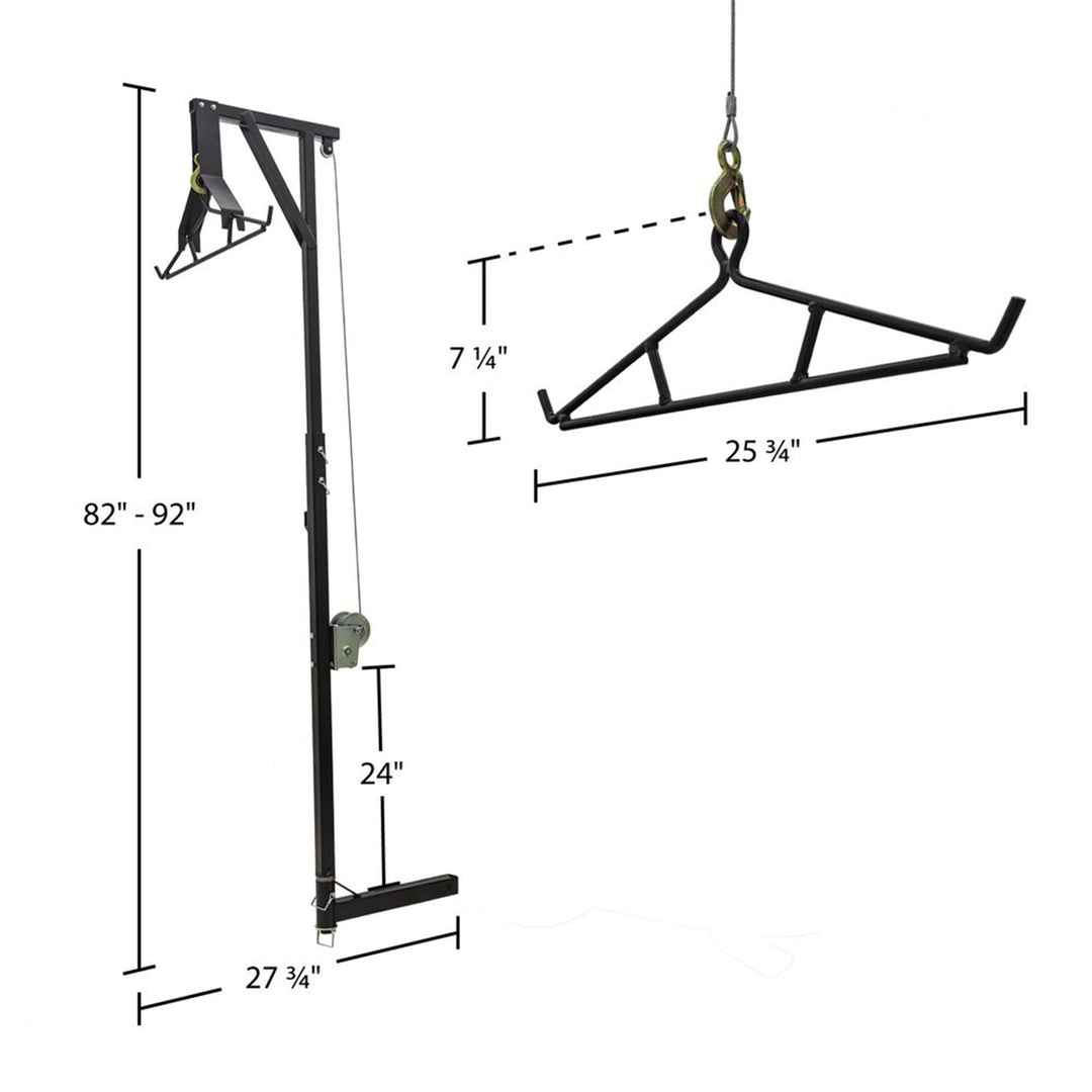 Kill Shot Hitch Mounted Steel Deer Hoist with Gambrel, 300 Pound Capacity, Black