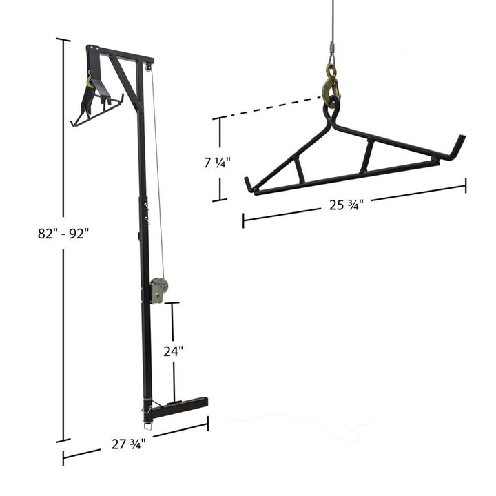 Kill Shot Hitch Mounted Steel Deer Hoist with Gambrel, 300 Pound Capacity, Black