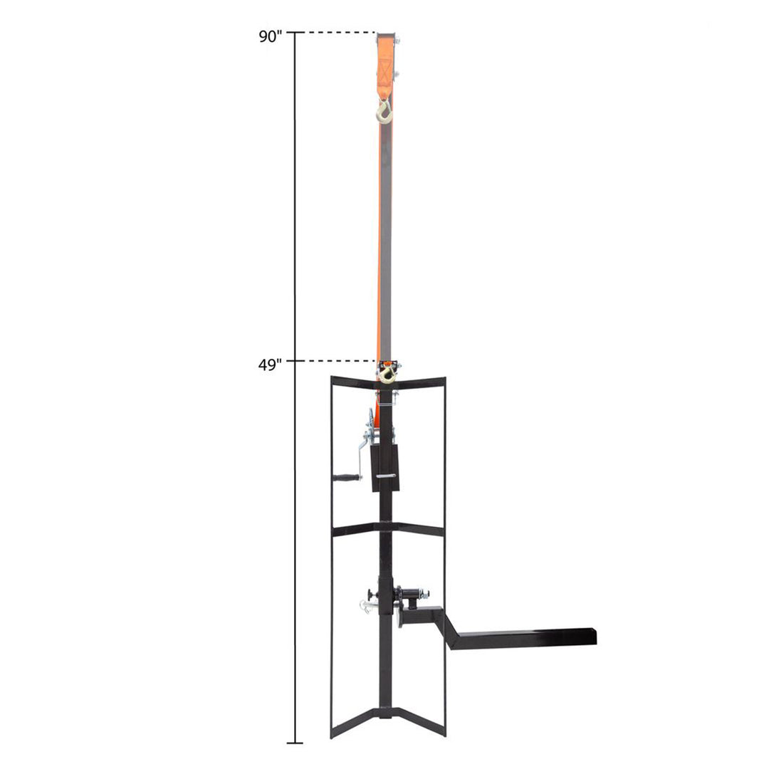 Kill Shot Hitch Mounted Steel Deer Hoist with Carrier, 600 Pound Capacity, Black
