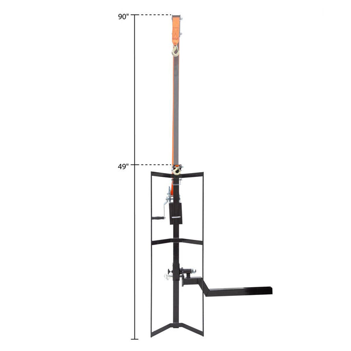 Kill Shot Hitch Mounted Steel Deer Hoist with Carrier, 600 Pound Capacity, Black