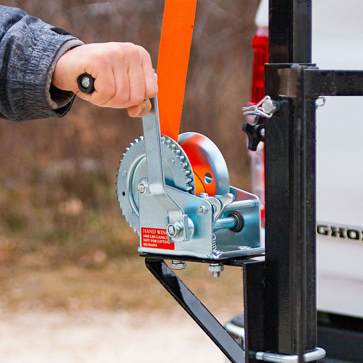 Kill Shot Hitch Mounted Steel Deer Hoist with Carrier, 600 Pound Capacity, Black