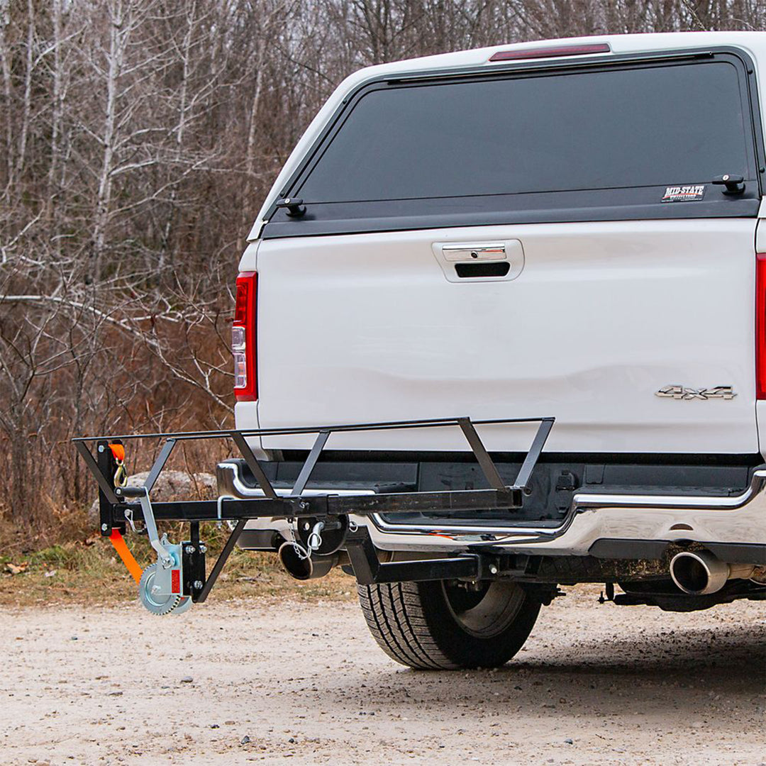 Kill Shot Hitch Mounted Steel Deer Hoist with Carrier, 600 Pound Capacity, Black