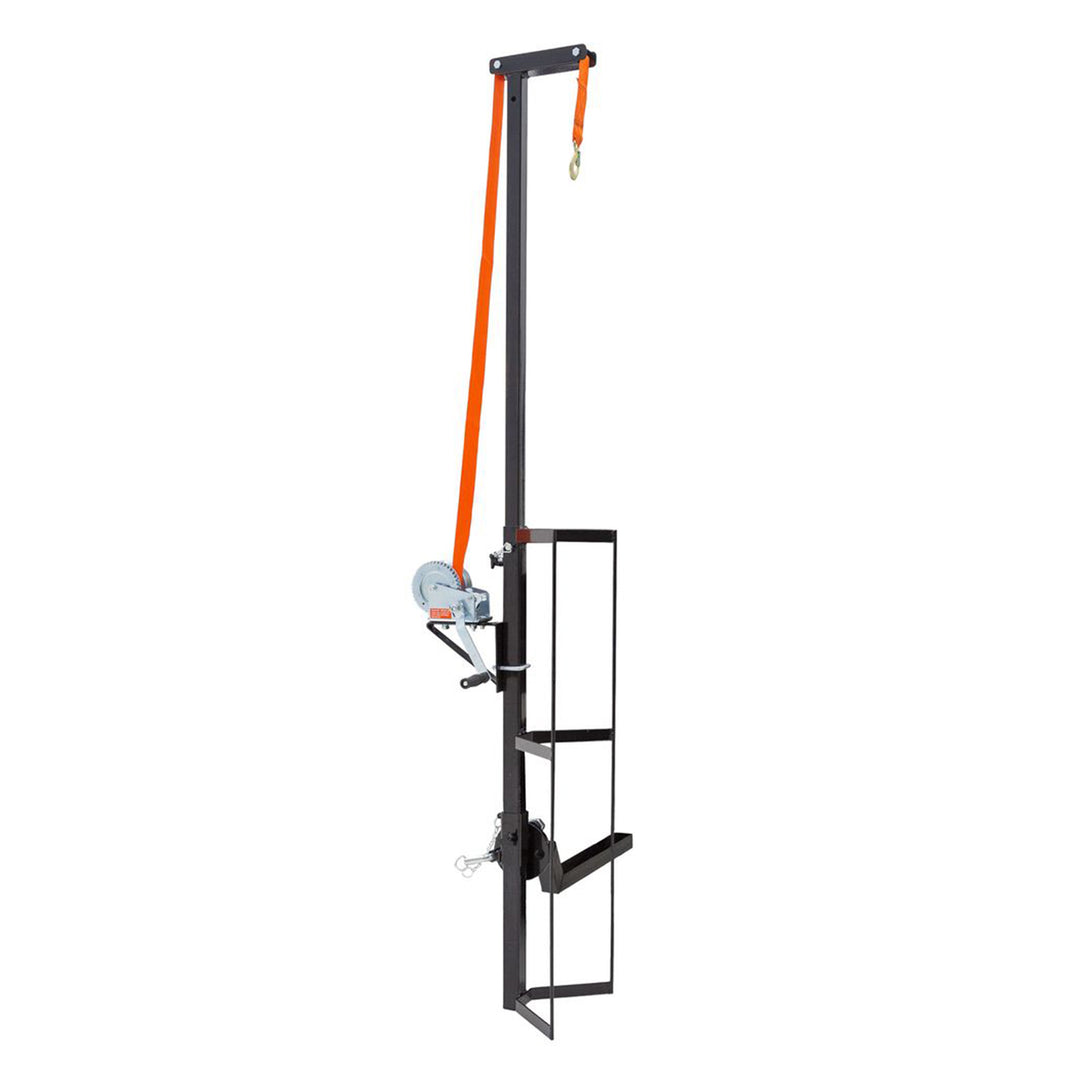 Kill Shot Hitch Mounted Steel Deer Hoist with Carrier, 600 Pound Capacity, Black