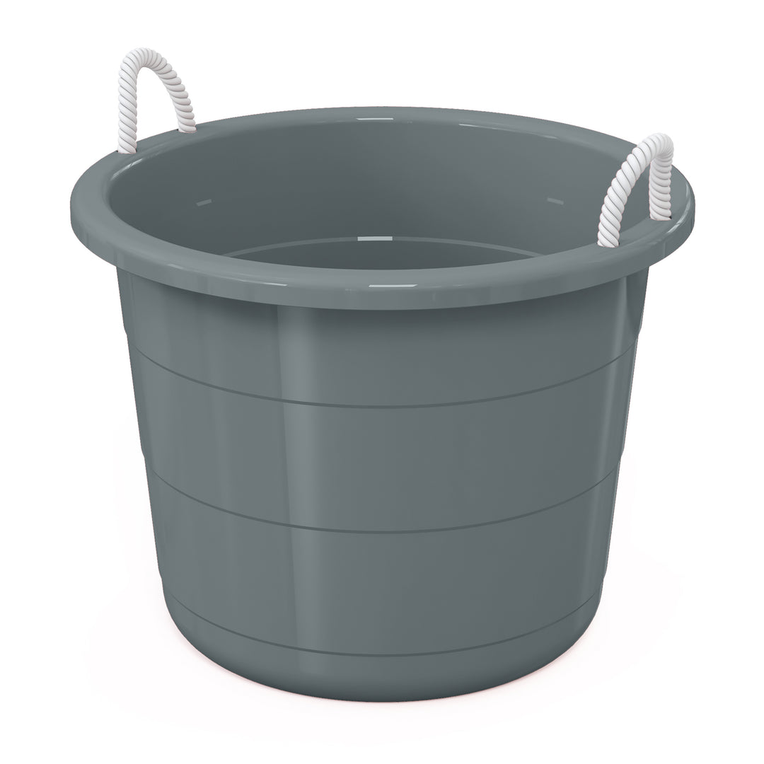 Life Story 17 Gal Plastic Storage Open Top Bucket with Rope Handles, Gray, 2 Pk