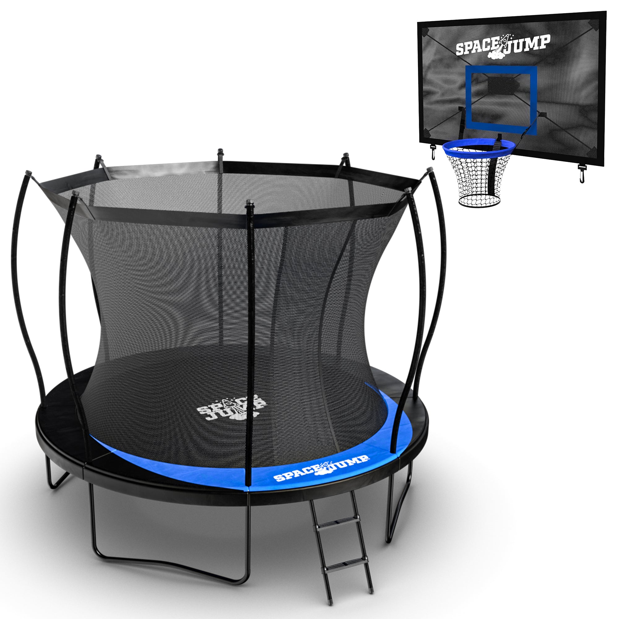 SpaceJump Lunar 12' Round Trampoline with AstroJam Basketball Hoop Attachment