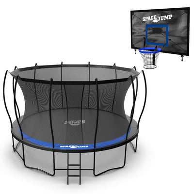 SpaceJump Lunar 14' Round Trampoline with AstroJam Basketball Hoop Attachment