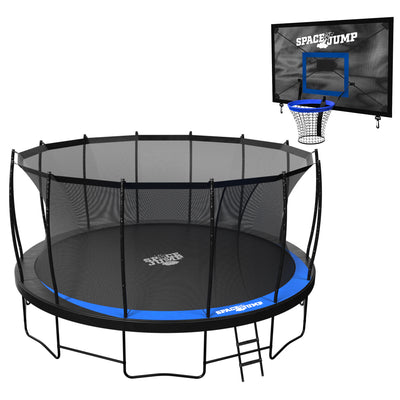 SpaceJump Lunar 16' Round Trampoline with AstroJam Basketball Hoop Attachment